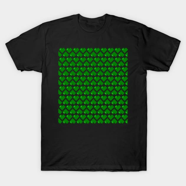 Seamless Pattern of Green Pixel Hearts T-Shirt by gkillerb